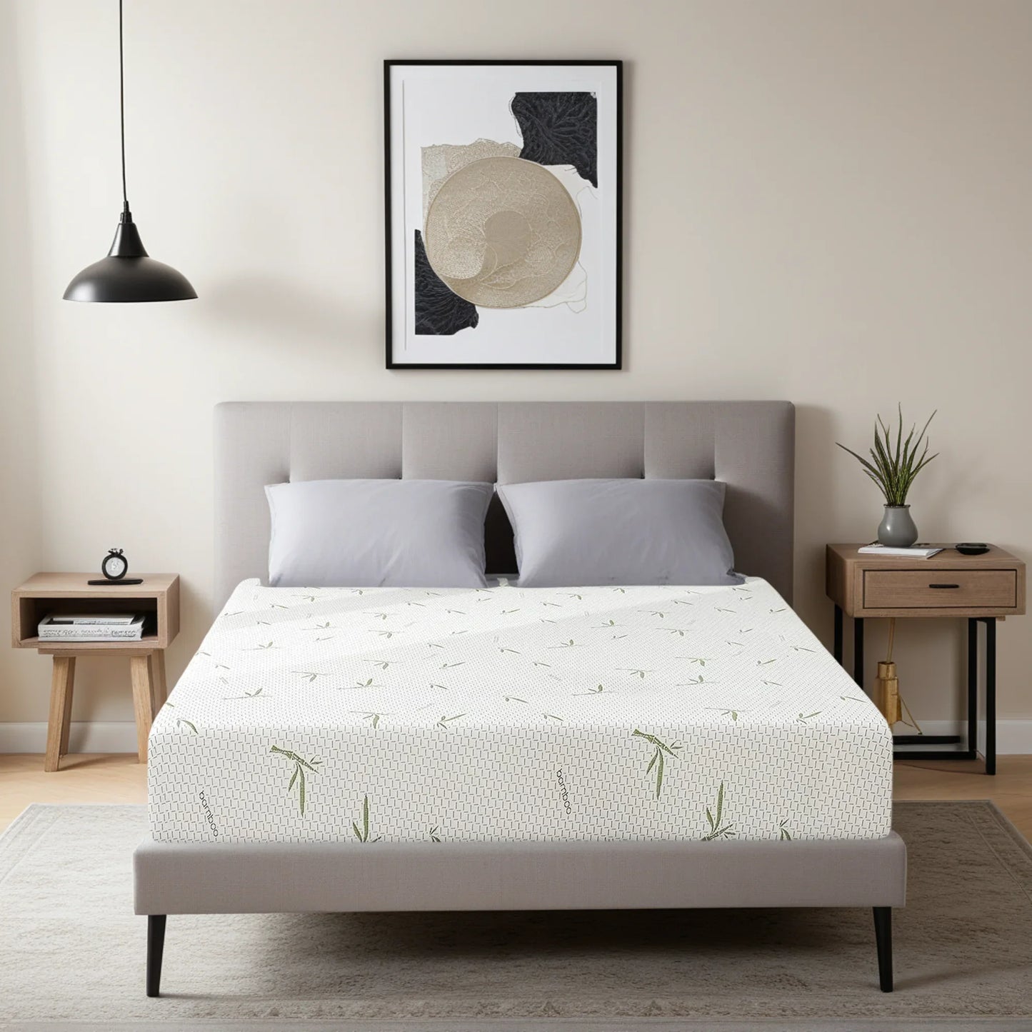 Sesslife 8 Inch Queen Mattress, Green Tea Gel Memory Foam Mattress in a Box, Cooling Mattress with Bamboo Cover for Pressure Relief, Sleep Support, Medium Firm, CertiPUR-US, Adult