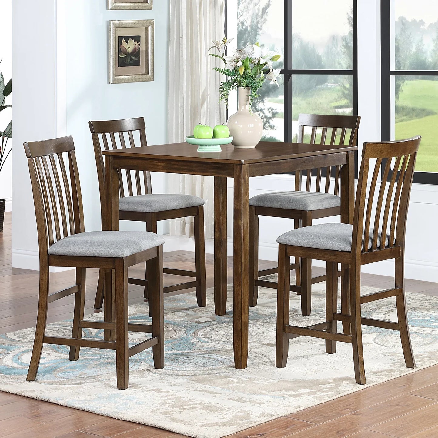 Paproos 5 Piece MDF & Wood Dining Table Set, Brown