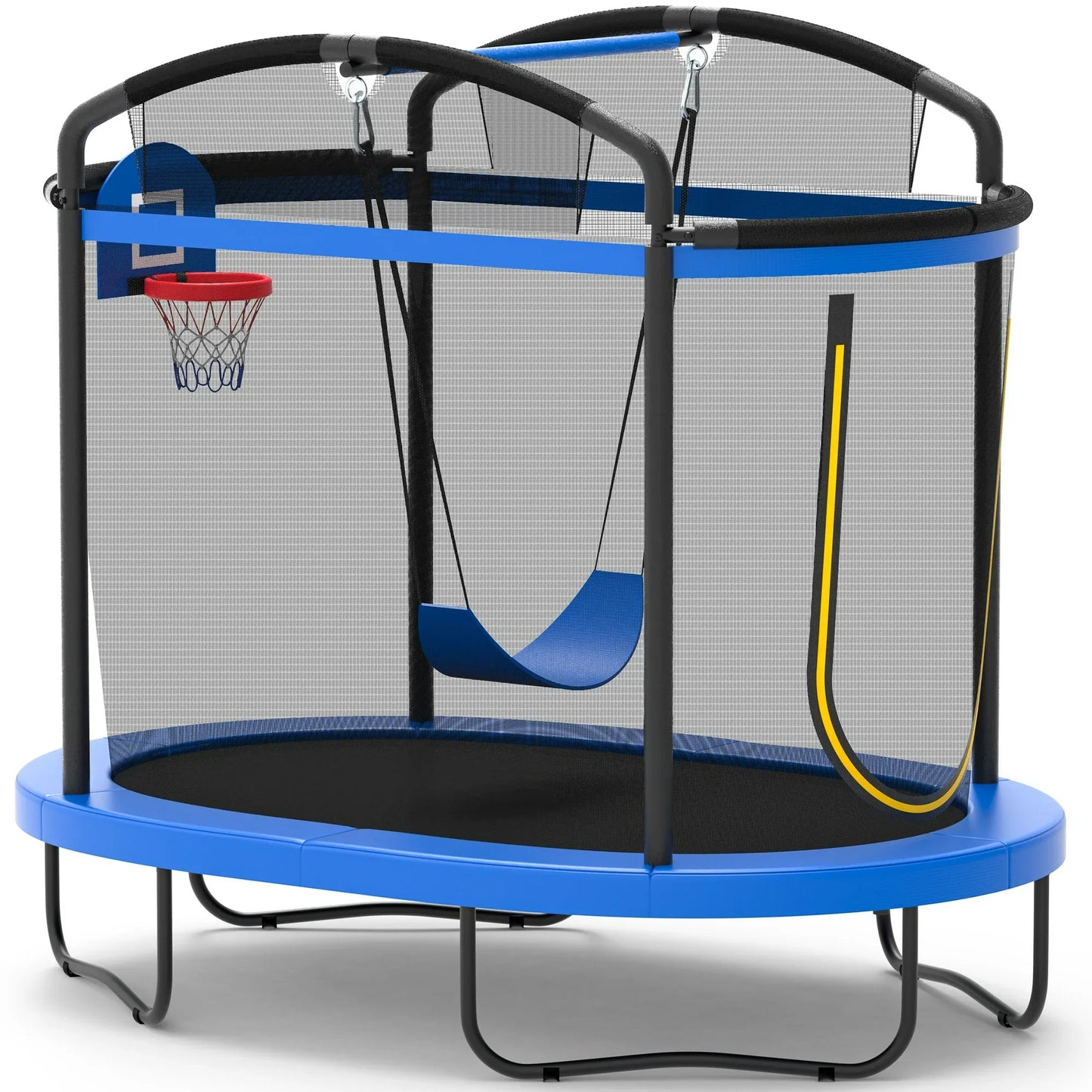 Trampoline for Kids with Enclosure Net, 4×6Ft Toddler Trampoline with Basketball Hoop for Indoor/Outdoor, Mini Trampoline with No-Gap Safe Design for Backyard, Birthday Gifts for Boys/Girls