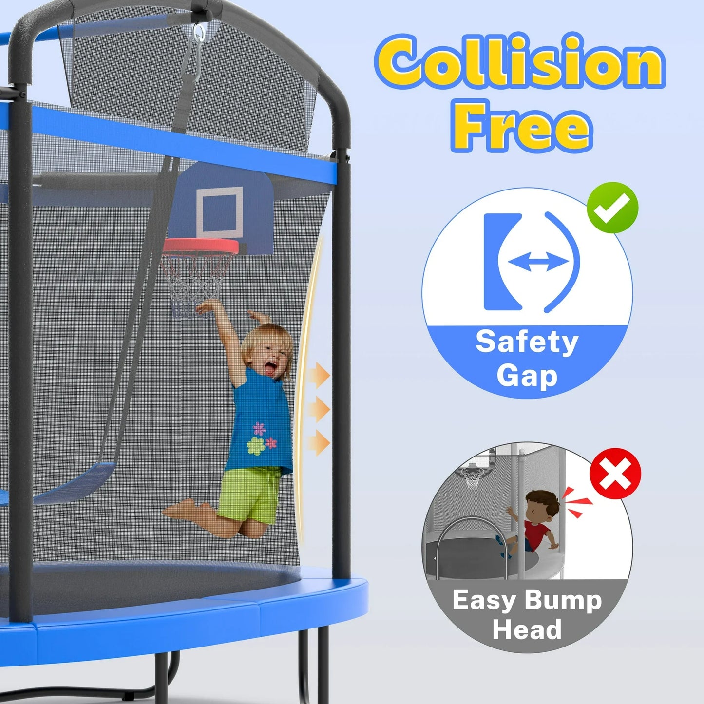 Trampoline for Kids with Enclosure Net, 4×6Ft Toddler Trampoline with Basketball Hoop for Indoor/Outdoor, Mini Trampoline with No-Gap Safe Design for Backyard, Birthday Gifts for Boys/Girls