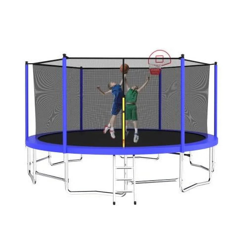 Segmart Upgraded Round Recreational Trampoline with Enclosure Net and Ladder Trampoline, Blue, 16 ft