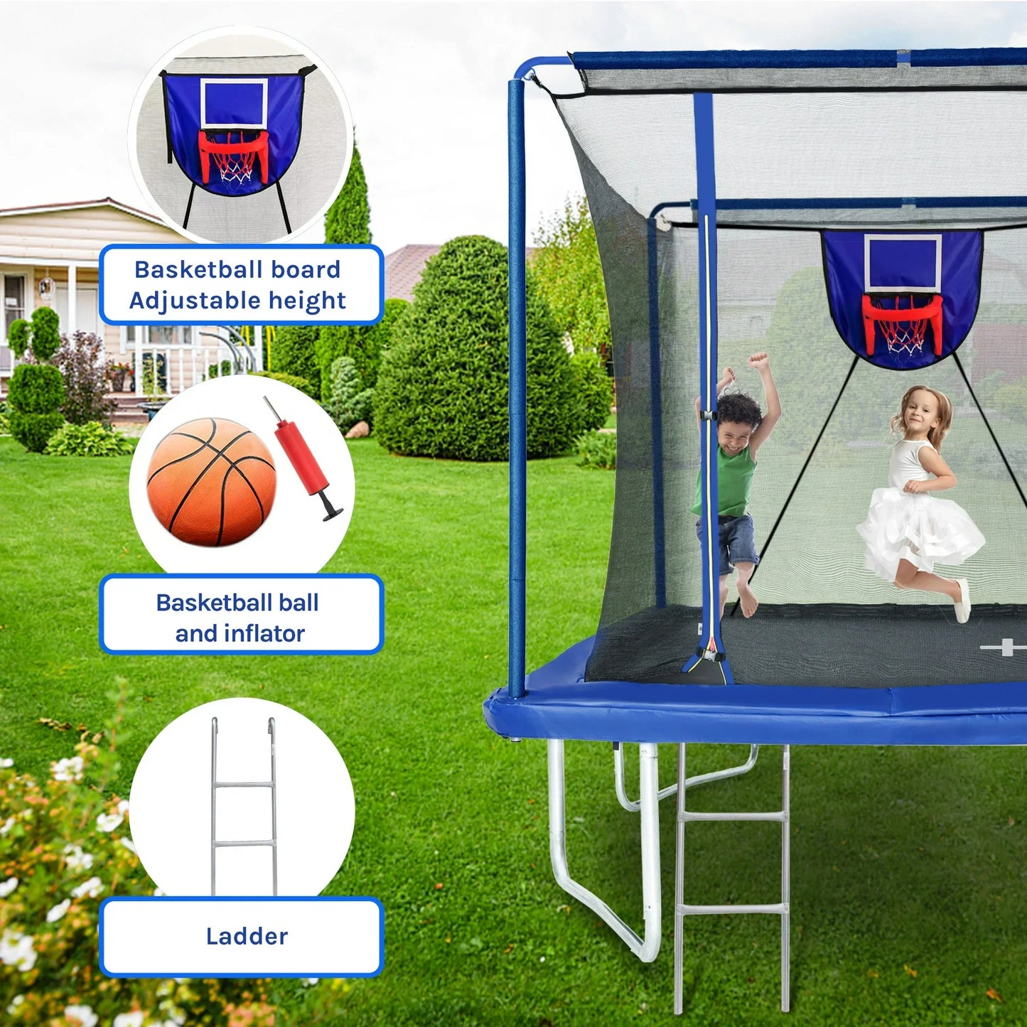 8x12ft Rectangle Trampoline, Segmart 1000LBS Weight Capacity Trampoline for Adult Kids, Outdoor Rectangle Trampolines for Backyard, Large Gymnastics Trampolines with Enclosure Net & Football Target
