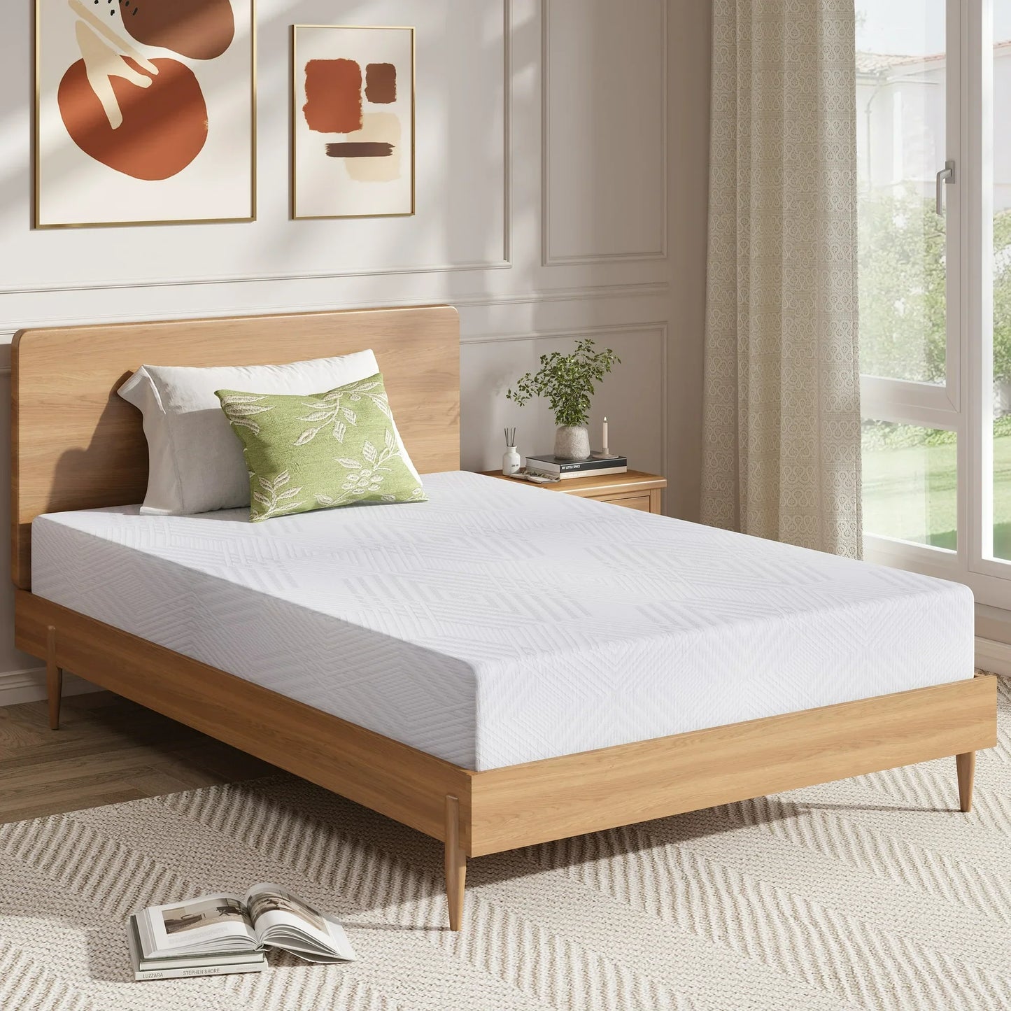 Sesslife 8" Memory Foam Mattress, Cooling Gel Green Tea Memory Foam Mattress for Sleep Support, Back Pain Relief, Twin Mattress in a Box, Medium Firm, CertiPUR-US Certified, Twin