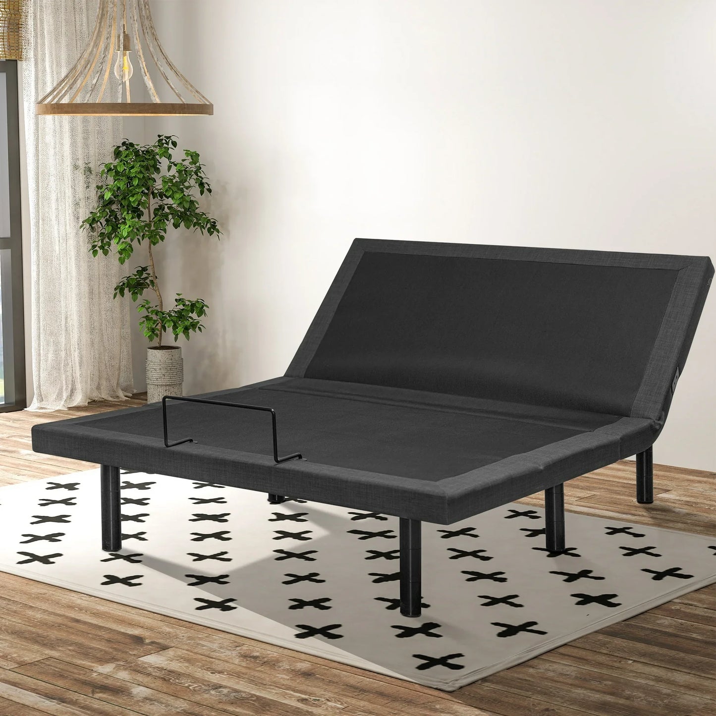 PORKISS Power Adjustable Bed Base Frame Queen, Steel Adjustable Bed with Wireless Remote, Under Bed Light and USB Ports, Electric Bed with Head & Foot Incline, Zero Gravity