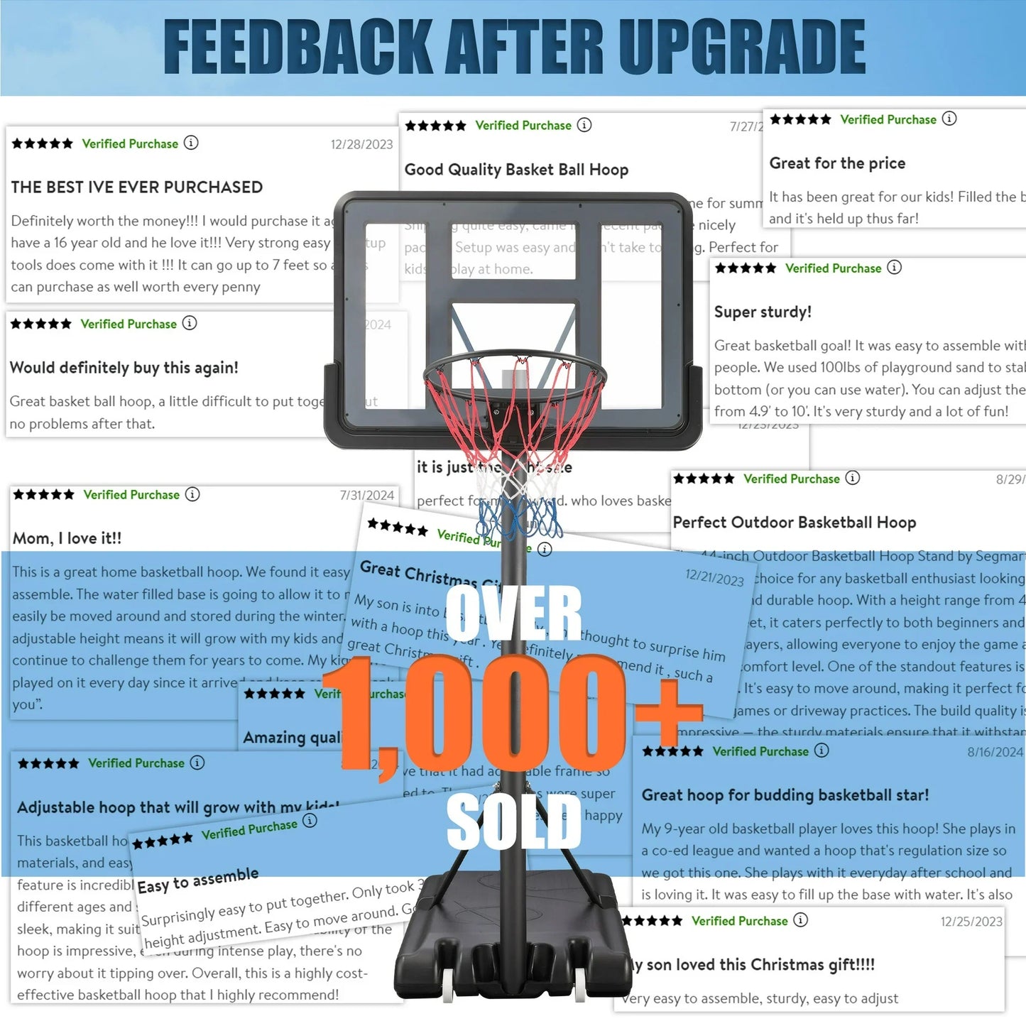 Portable Basketball Hoop Outdoor on Clearance, SEGMART Height Adjustable Swimming Pool Basketball Hoop Goal System with 44 inch PE Backboard for Kids Youth Adults Play in