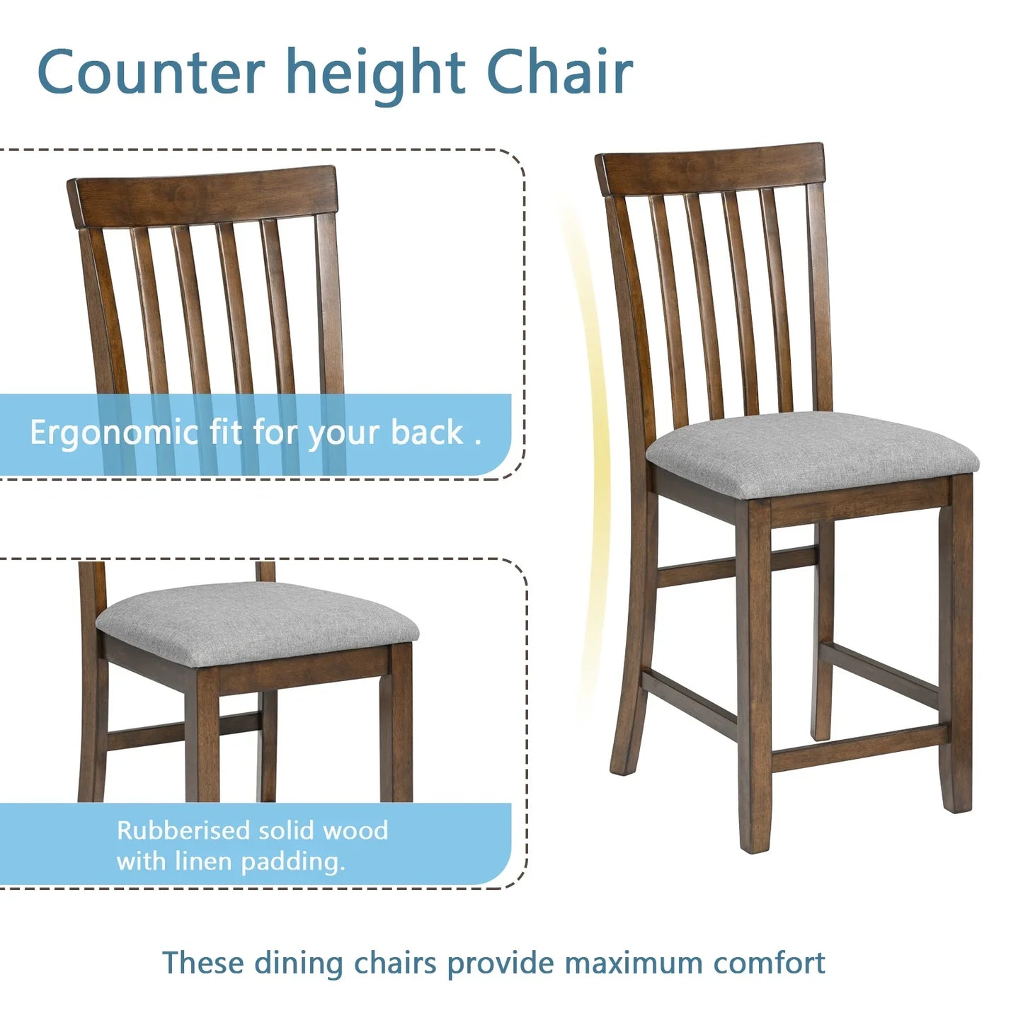 Paproos 5 Piece MDF & Wood Dining Table Set, Brown