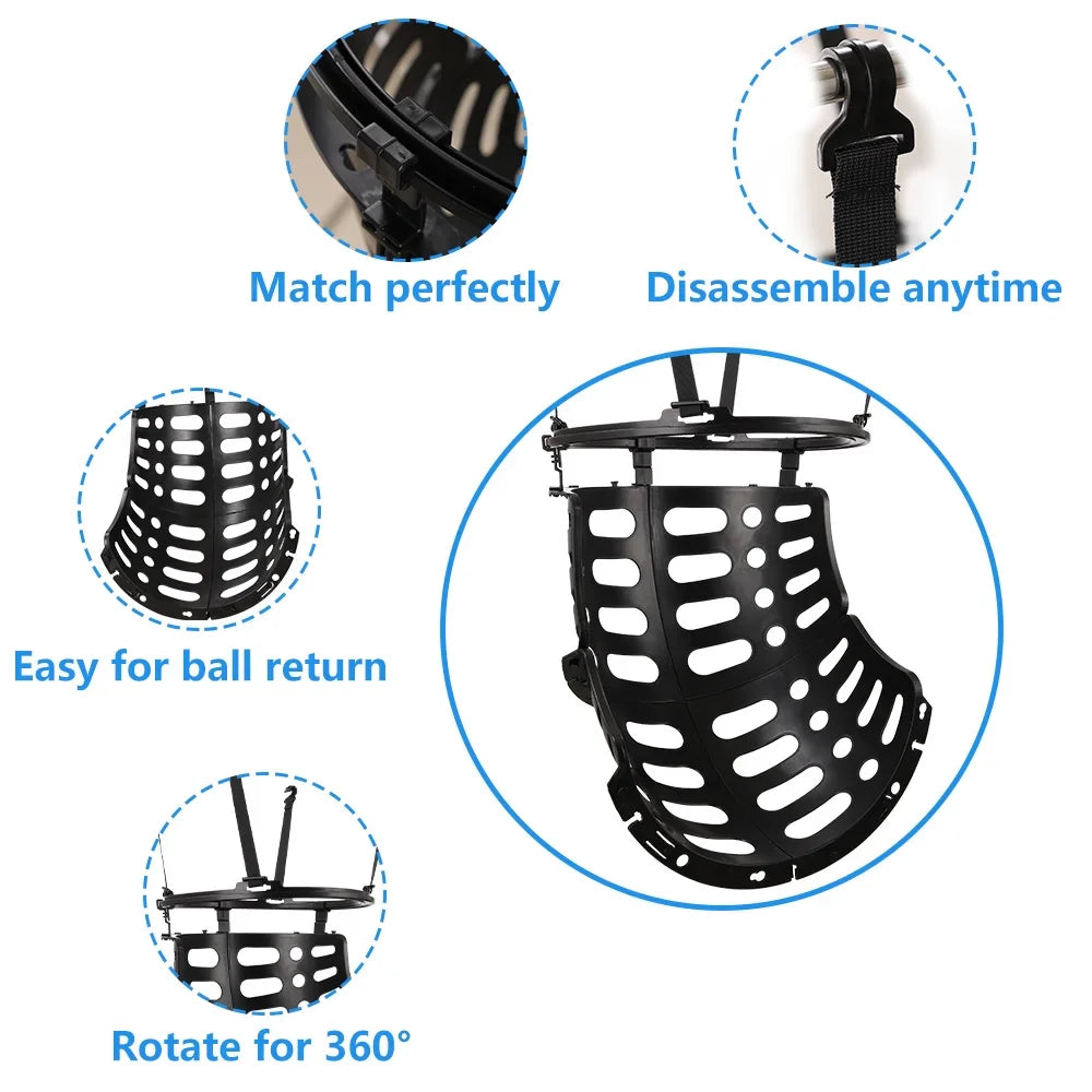 Basketball Return, SEGMART Basketball Return Attachment, 360° Basketball Shot Trainer, Portable Basketball Training Equipment, Basketball Return Chute Rebounder with 4 Detachable Hooks for Hoop,Black